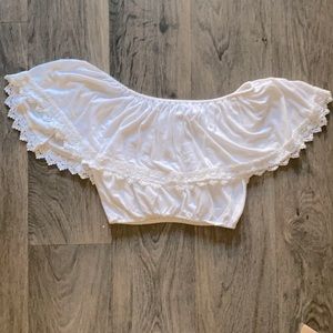 Hollister Crop Top Off The Shoulder White Size XS